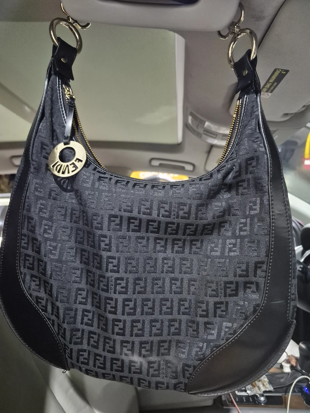 Fendi Black Zucchino Canvas Chef Hobo Bag - NWOT